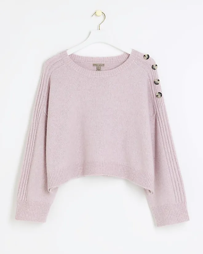 River Island Plus crop jumper Pink Clearance