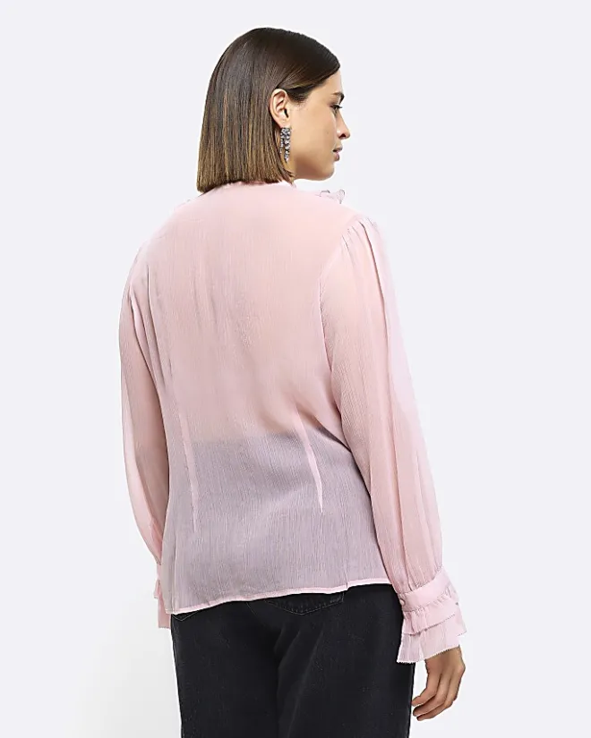 River Island Plus frill blouse Pink New