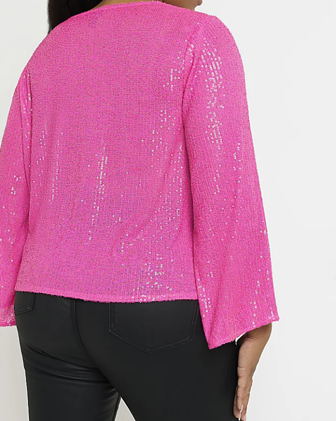 River Island Plus sequin blouse Pink Fashion