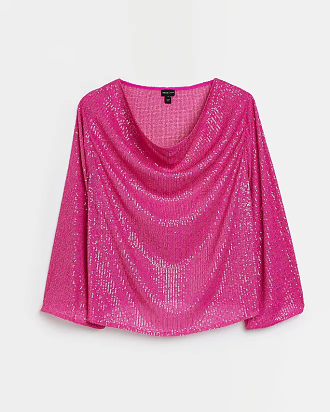 River Island Plus sequin blouse Pink Fashion
