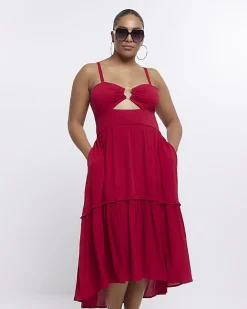 River Island Plus cut out maxi dress Red Outlet