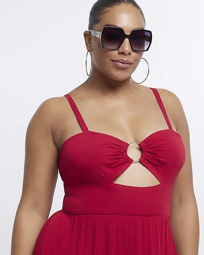 River Island Plus cut out maxi dress Red Outlet