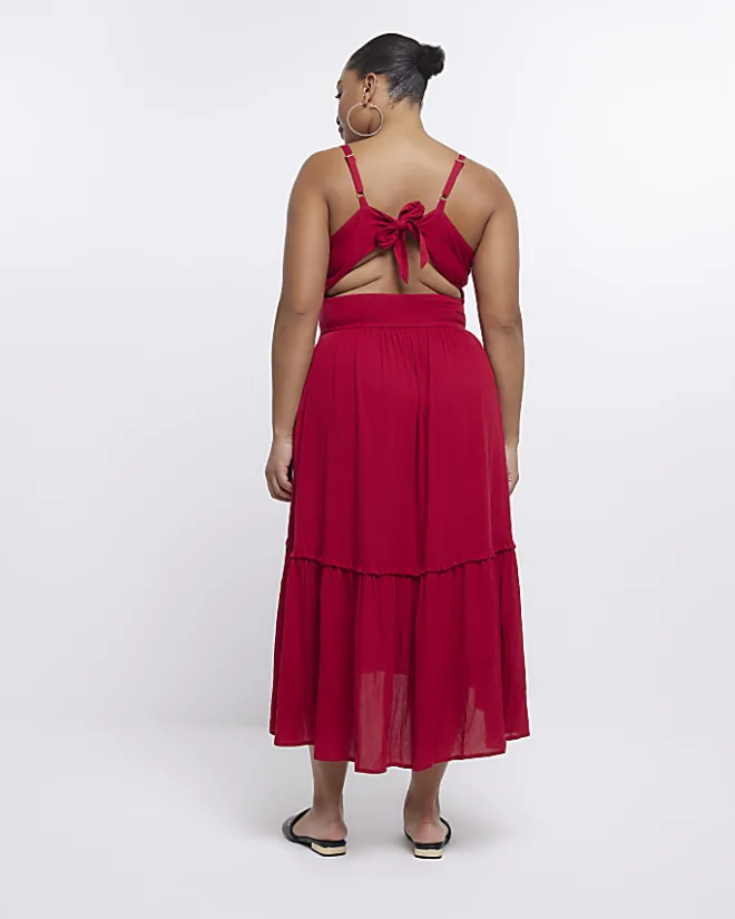 River Island Plus cut out maxi dress Red Outlet