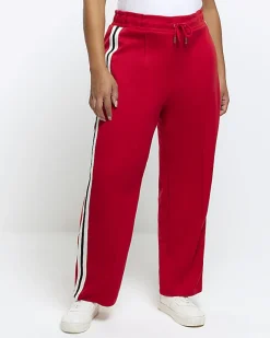 River Island Plus side stripe wide leg joggers Red Sale