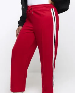 River Island Plus side stripe wide leg joggers Red Sale