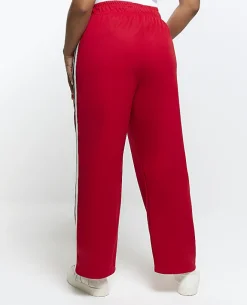 River Island Plus side stripe wide leg joggers Red Sale