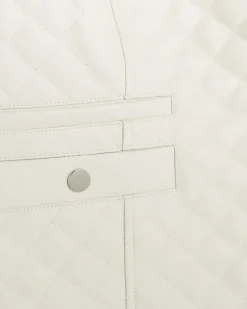 River Island Plus stone faux leather quilted blazer Cream Outlet