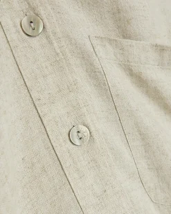 River Island Plus stone oversized shirt with linen Cream Best