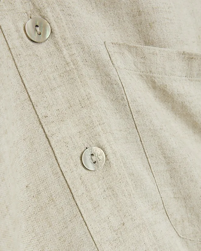 River Island Plus stone oversized shirt with linen Cream Best
