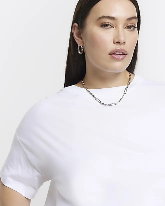 River Island Plus boxy t-shirt White Hot