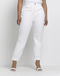 River Island Plus high waisted mom jeans White Fashion