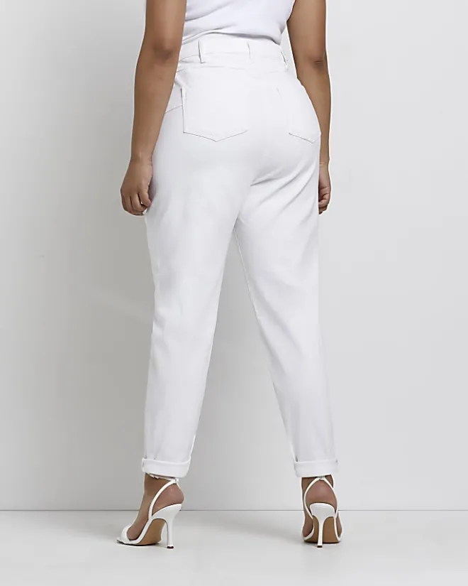 River Island Plus high waisted mom jeans White Fashion