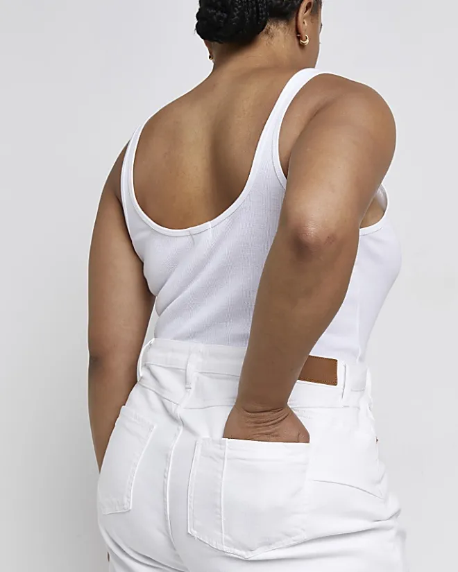 River Island Plus high waisted mom jeans White Fashion
