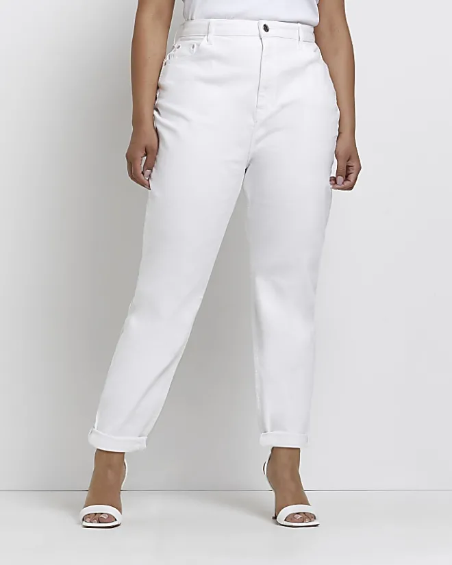 River Island Plus high waisted mom jeans White Fashion