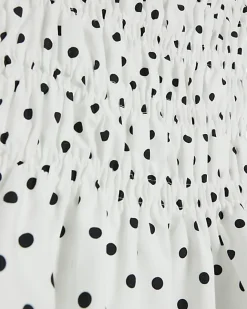 River Island Plus Polka Dot Shirred Bardot Top White Hot