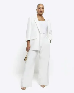 River Island Plus roll sleeve blazer White Clearance