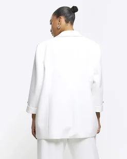 River Island Plus roll sleeve blazer White Clearance