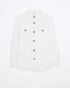 River Island Plus textured shirt White Discount