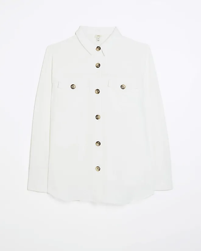 River Island Plus textured shirt White Discount