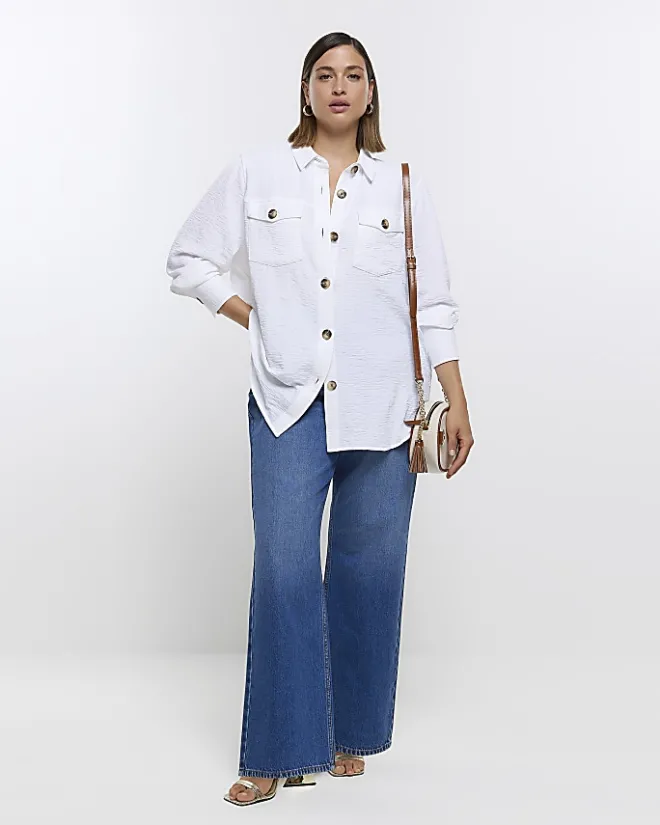 River Island Plus textured shirt White Discount