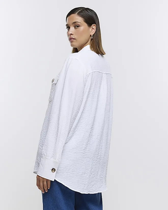 River Island Plus textured shirt White Discount
