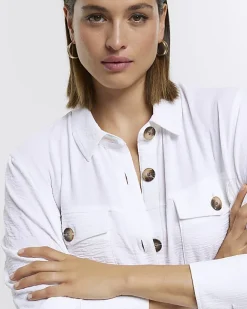 River Island Plus textured shirt White Discount
