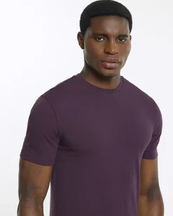 River Island muscle fit t-shirt Purple Online