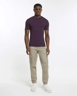 River Island muscle fit t-shirt Purple Online