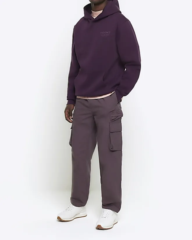 River Island regular fit Japanese graphic hoodie Purple Sale