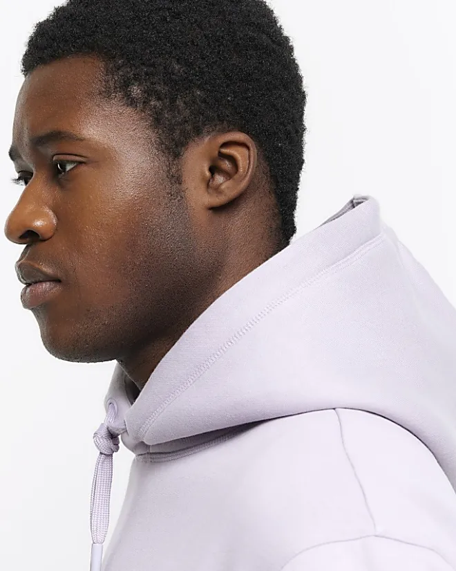 River Island regular fit plain hoodie Purple Outlet