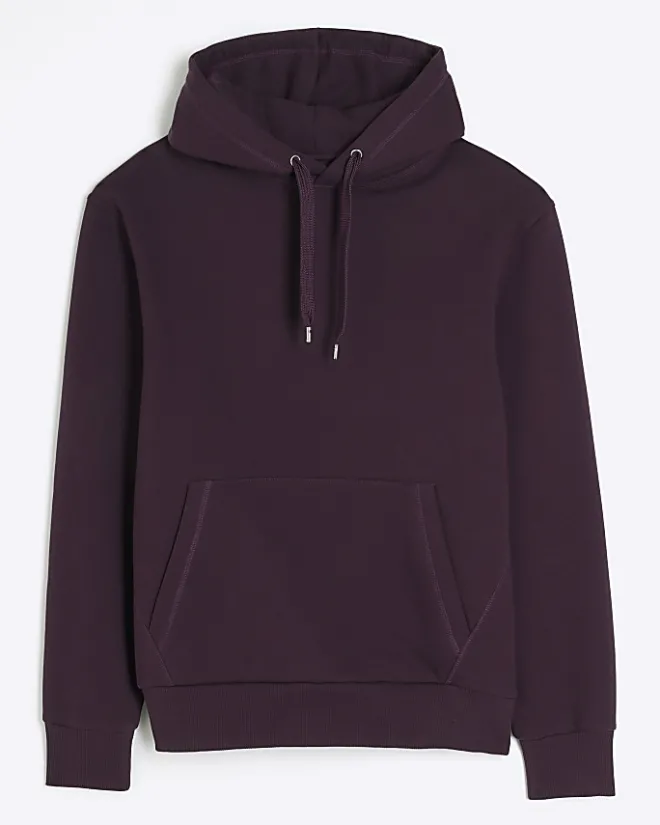 River Island regular fit plain hoodie Purple Sale