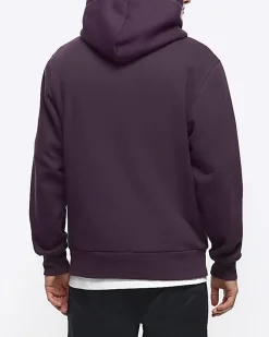River Island regular fit plain hoodie Purple Sale
