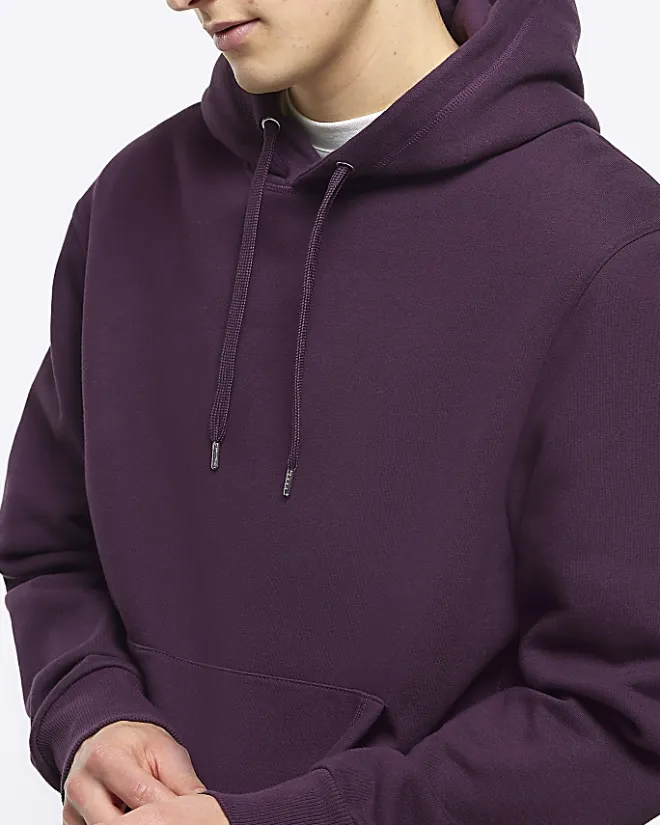 River Island regular fit plain hoodie Purple Sale
