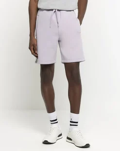 River Island regular fit rib panel shorts Purple Outlet