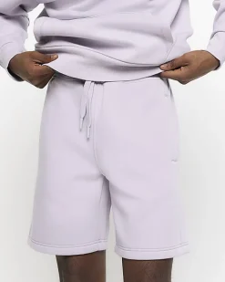 River Island regular fit rib panel shorts Purple Outlet