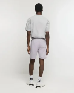 River Island regular fit rib panel shorts Purple Outlet