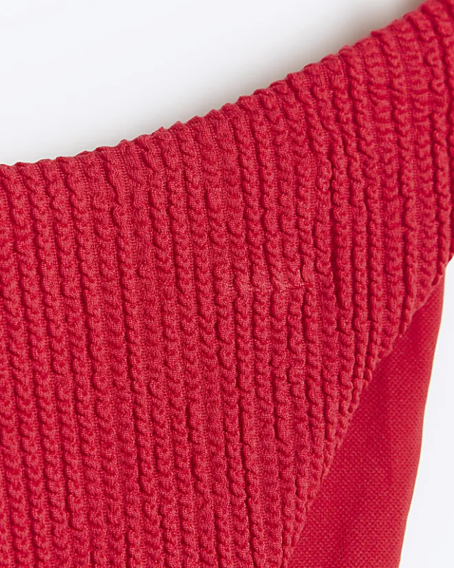 River Island crinkle bikini bottoms Red Online