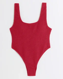 River Island crinkle Swimsuit Red Online