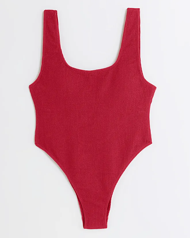River Island crinkle Swimsuit Red Online