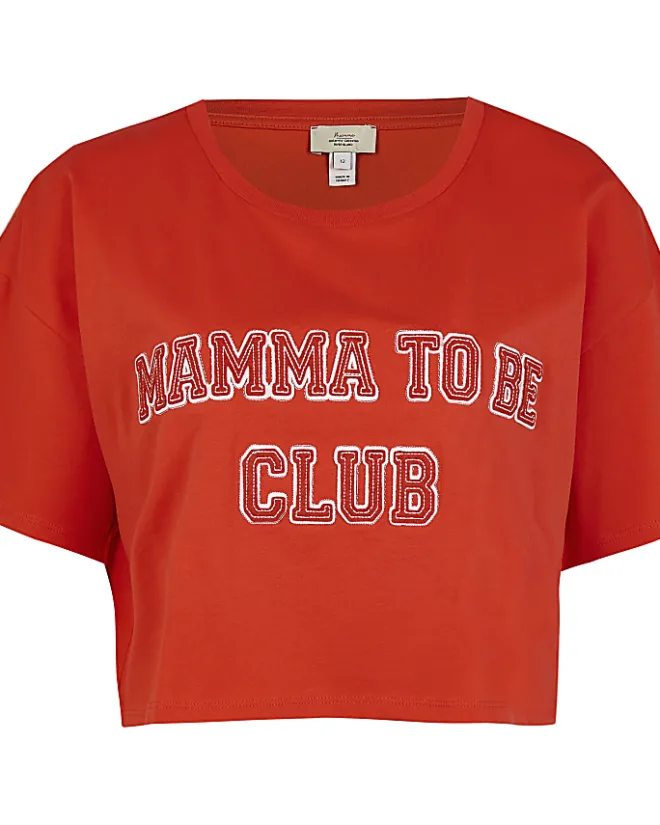 River Island cropped maternity t-shirt Red New