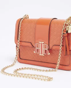 River Island embossed woven satchel bag Red Best