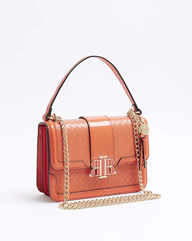 River Island embossed woven satchel bag Red Best