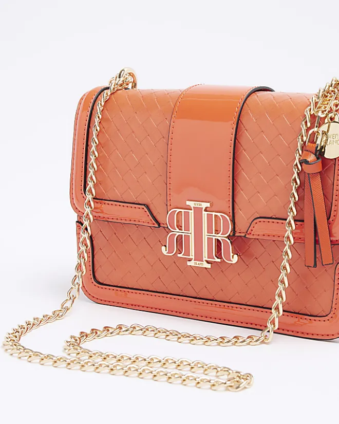 River Island embossed woven satchel bag Red Best