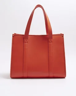 River Island faux leather embossed shopper bag Red Hot