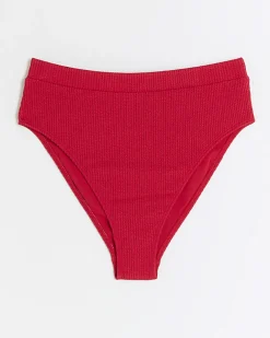 River Island high waisted crinkle bikini bottoms Red Sale