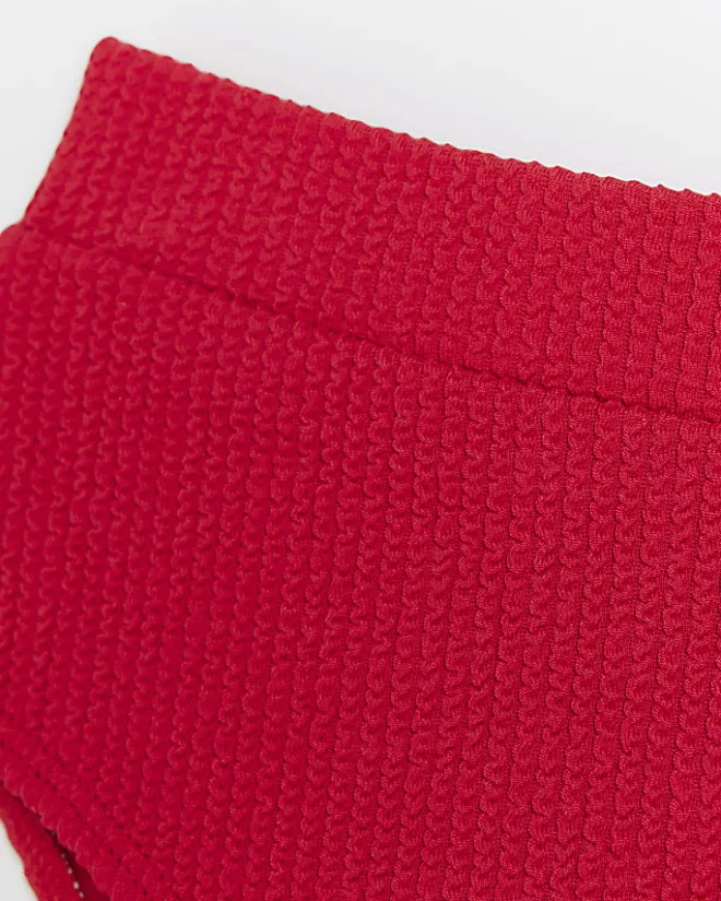 River Island high waisted crinkle bikini bottoms Red Sale
