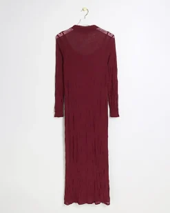 River Island mesh bodycon maxi dress Red Online