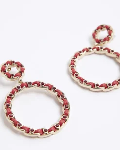 River Island open circle drop earrings Red Hot