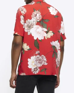 River Island regular fit floral revere shirt Red Outlet