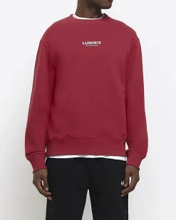 River Island regular fit graphic sweatshirt Red Online